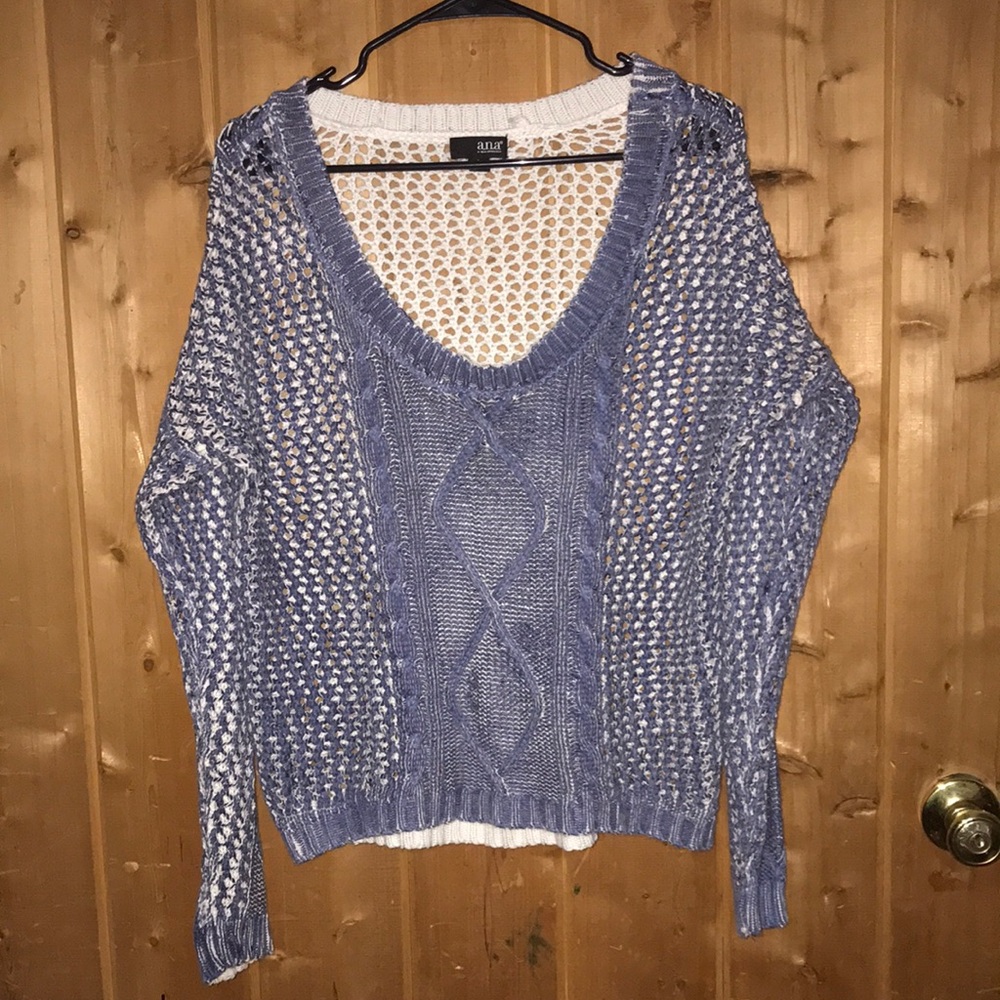 A.N.A. Trendy sweater.  Blue & White in color. Size L